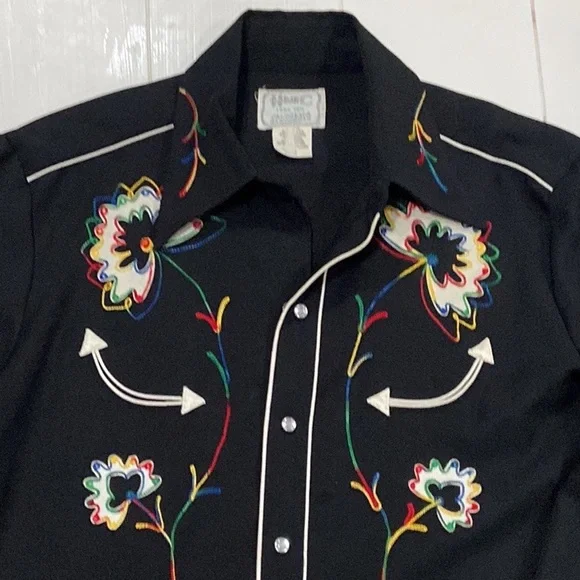 H Bar C California Ranchwear Long Tail Cowboy Shirt Vintage.Sz 16 - Picture 2 of 11